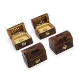 Wood Incense Burners - Mini Chests With Brass Designs (Multiple Options)