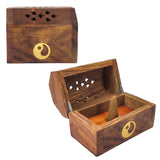 Wood Incense Burners - Mini Chests With Brass Designs (Multiple Options)