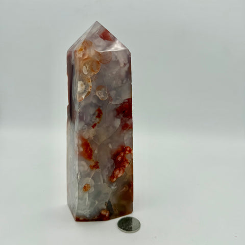 Red Jasper Flower Agate Druzy Tower