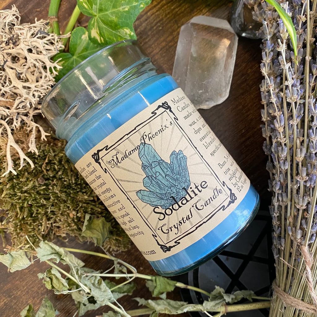 Sodalite Crystal Candle by Madame Phoenix