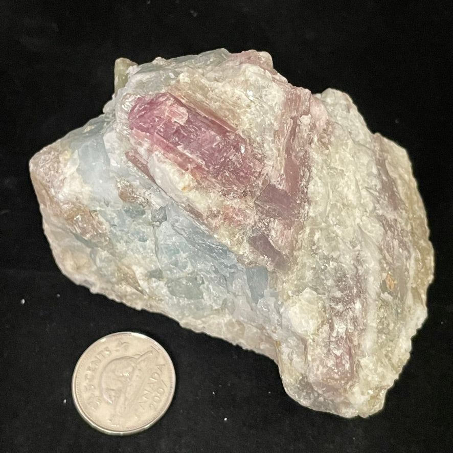 Pink Tourmaline in Quartz and Calcite