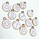 White Zodiac Charms with Symbols (Multiple Options)