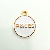 White Zodiac Charms with Symbols (Multiple Options)