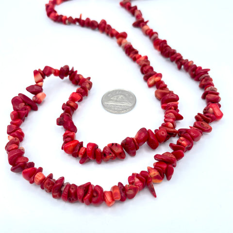 Red Coral Chip Necklace