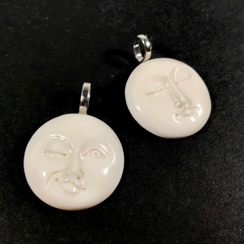 Carved Bone Moonface Pendant
