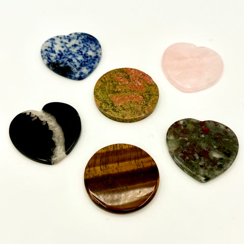 Flat Crystal Hearts and Circles (Multiple Options)