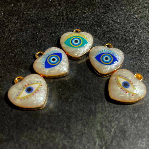 Evil Eye Heart Charms