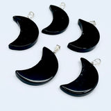 Obsidian Crescent Moon Pendants