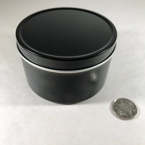 Black Round 8oz Tins
