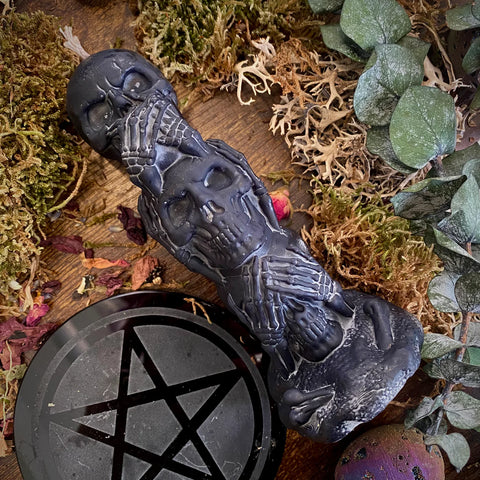 Stacked Skulls Shaped Candle by Madame Phoenix