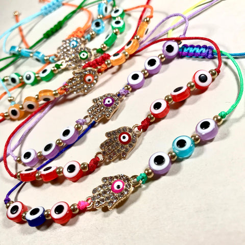 Colourful Hamsa/Evil Eye Bracelets