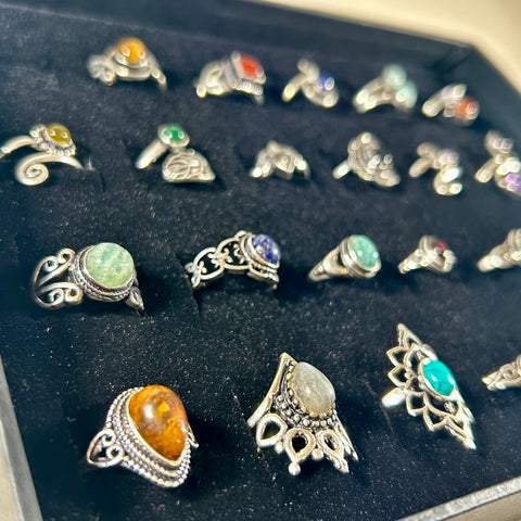 Tanvi Silver-Plated Stone Rings (Multiple Options)