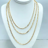 18k Gold Filled 3mm Paperclip Necklace Chain (Multiple Options)