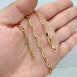 18k Gold Filled 3mm Paperclip Necklace Chain (Multiple Options)