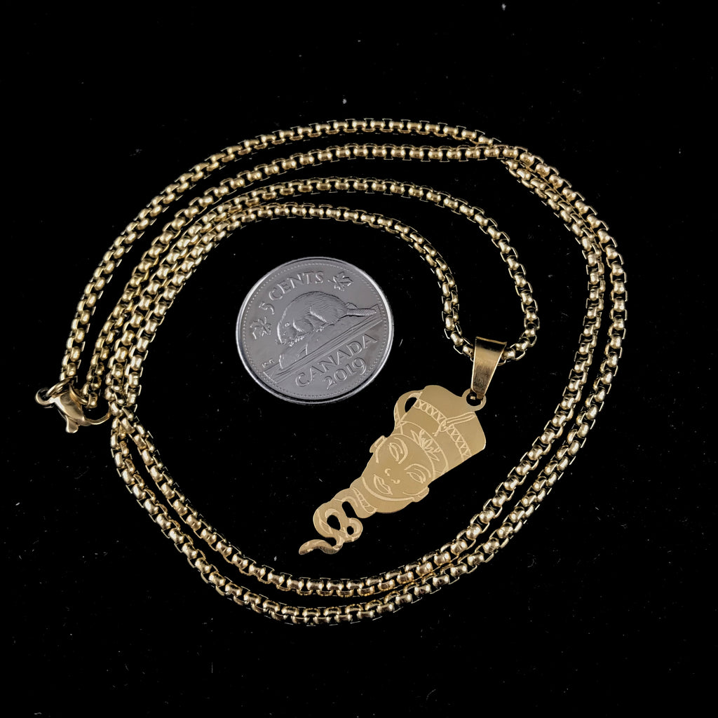 Gold Nefertiti Pendant on Gold Chain Necklace