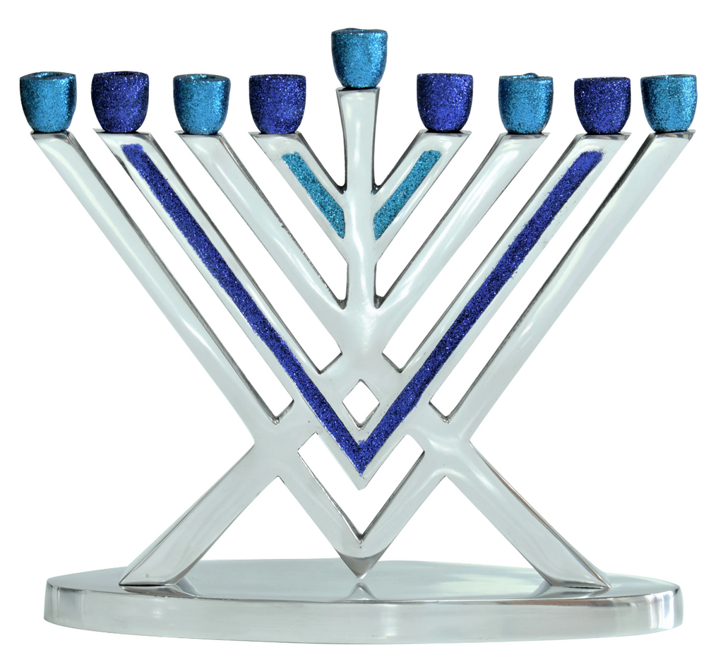 Glitter Rambam Aluminum Menorah