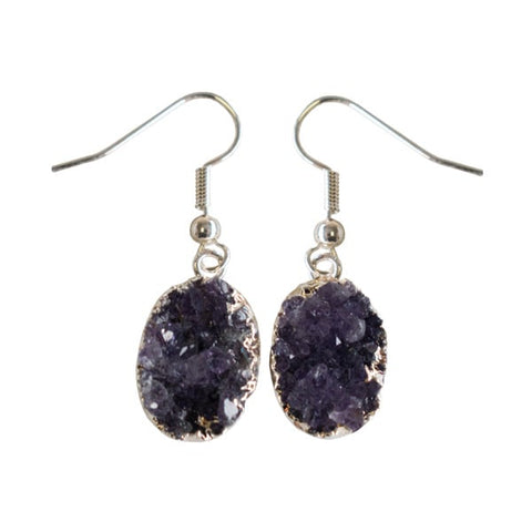 Amethyst Cluster Hook Earrings