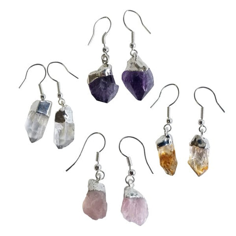 Assorted Rough Crystal Hook Earrings