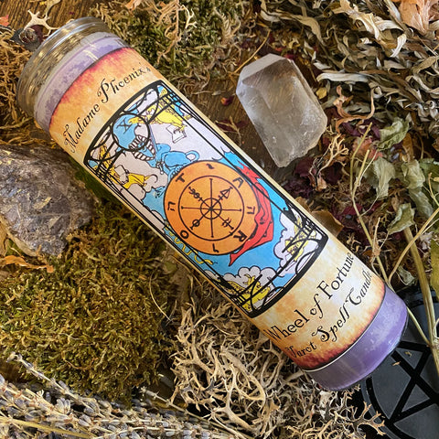 7 Day Candle - The Wheel of Fortune Tarot Candle by Madame Phoenix