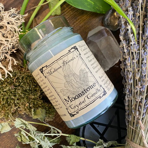 Moonstone Crystal Candle by Madame Phoenix
