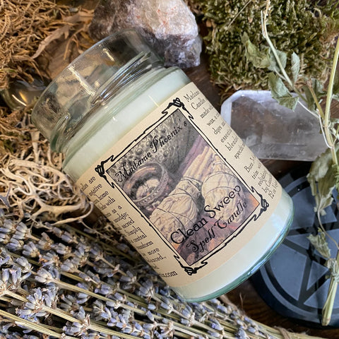 Clean Sweep Smudging Spiritual Cleansing Spell Candle by Madame Phoenix