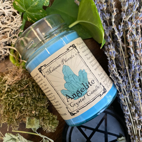 Angelite Crystal Candle by Madame Phoenix