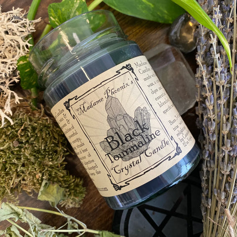 Black Tourmaline Crystal Spell Candle by Madame Phoenix