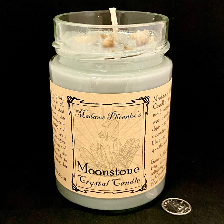 Moonstone Crystal Candle by Madame Phoenix