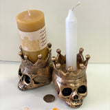 Skull with Crown Candle Holder