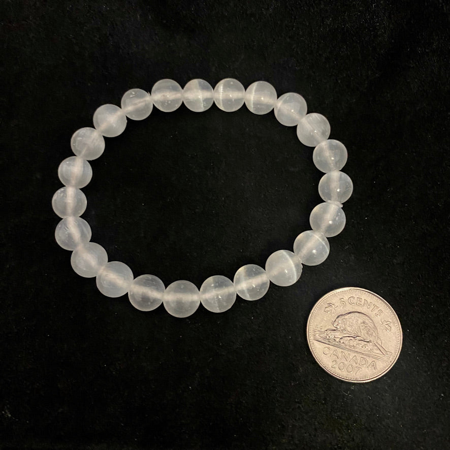 Selenite 8mm Bracelet (Round Beads)