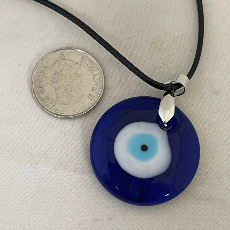 Round Glass Blue Evil Eye Necklace