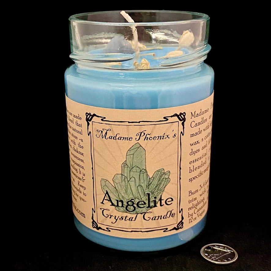 Angelite Crystal Candle by Madame Phoenix