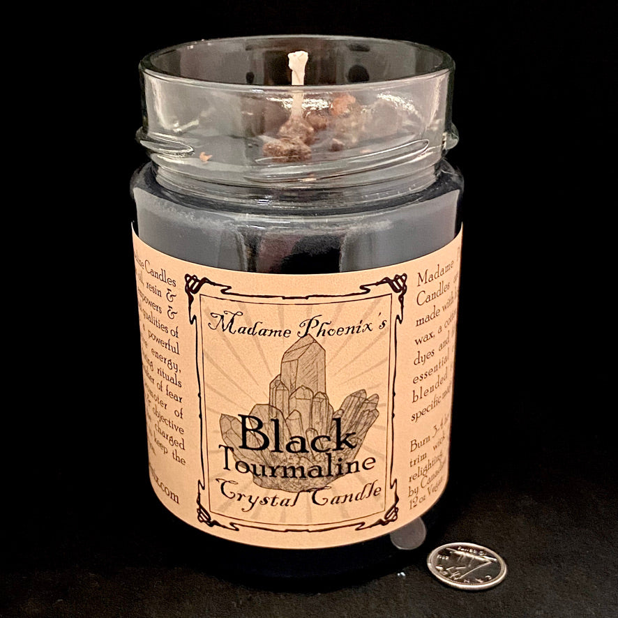 Black Tourmaline Crystal Spell Candle by Madame Phoenix