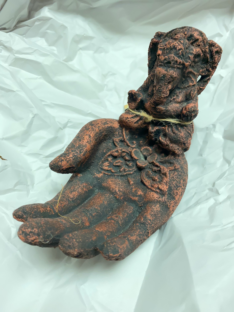Ganesha and Hand Volcanic Stone Incense Holder