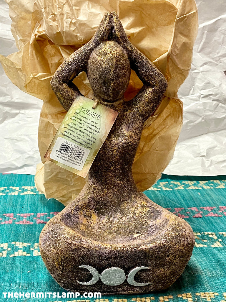 Three Moon Yoga Goddess Volcanic Stone Statue