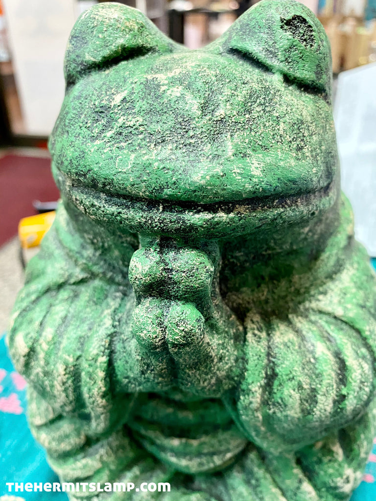 Praying Frog Volcanic Stone Statue